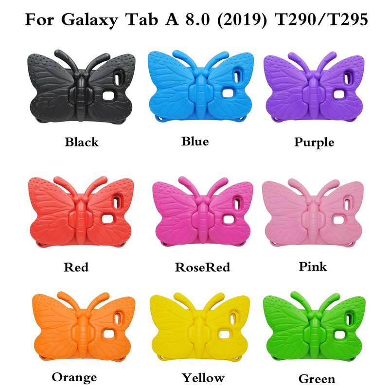 For Galaxy Tab A 8.0 2019 T290 / T295 Butterfly Bracket Style EVA Children Falling Proof Cover Prote