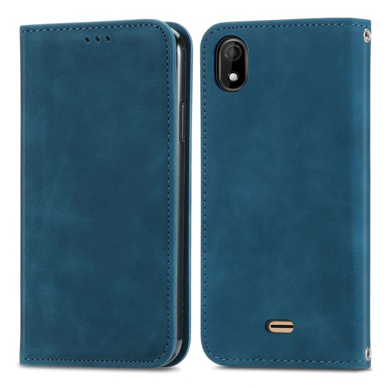 For Wiko Y61 Retro Skin Feel Business Magnetic Horizontal Flip Leather Case with Holder & Card Slots