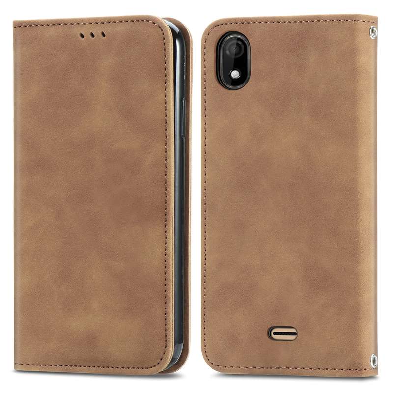 For Wiko Y61 Retro Skin Feel Business Magnetic Horizontal Flip Leather Case with Holder & Card Slots