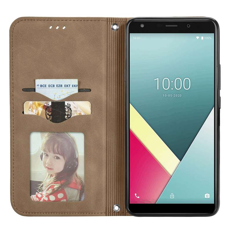 For Wiko Y61 Retro Skin Feel Business Magnetic Horizontal Flip Leather Case with Holder & Card Slots