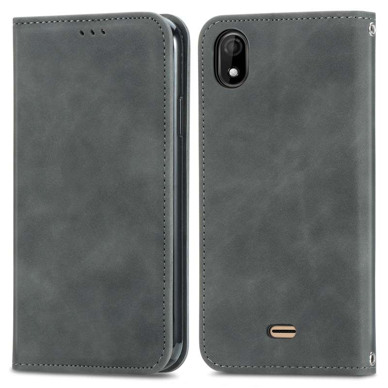 For Wiko Y61 Retro Skin Feel Business Magnetic Horizontal Flip Leather Case with Holder & Card Slots