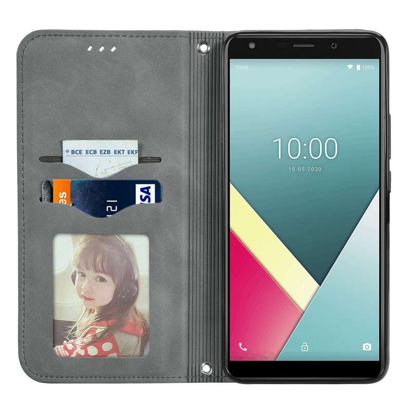 For Wiko Y61 Retro Skin Feel Business Magnetic Horizontal Flip Leather Case with Holder & Card Slots