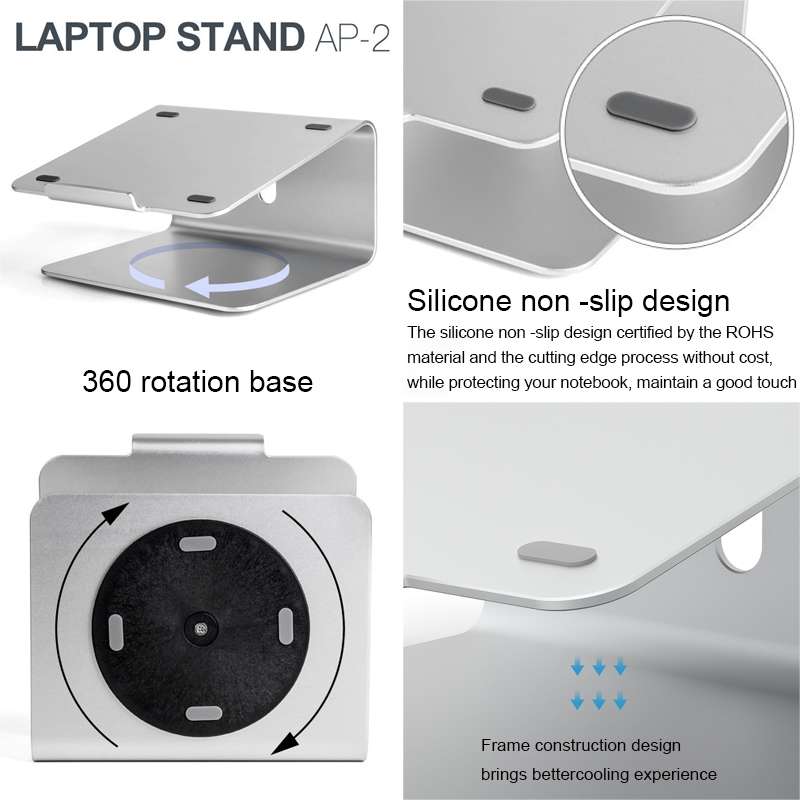 AP-7S 7-13 inch Universal Tablet PC Aluminum Alloy 360 Rotation Desktop Stand