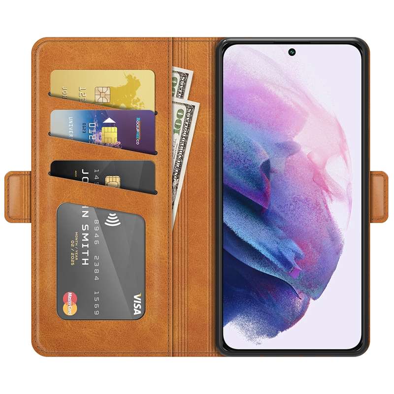 For Samsung Galaxy S22 5G Dual-side Magnetic Buckle Horizontal Flip Leather Case with Holder & Card