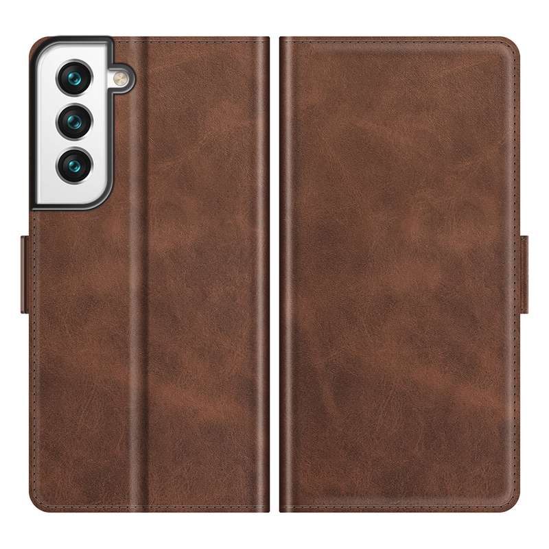 For Samsung Galaxy S22 5G Dual-side Magnetic Buckle Horizontal Flip Leather Case with Holder & Card