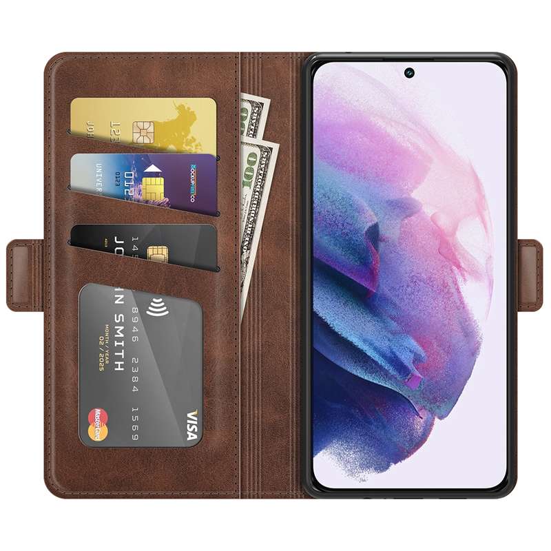 For Samsung Galaxy S22 5G Dual-side Magnetic Buckle Horizontal Flip Leather Case with Holder & Card