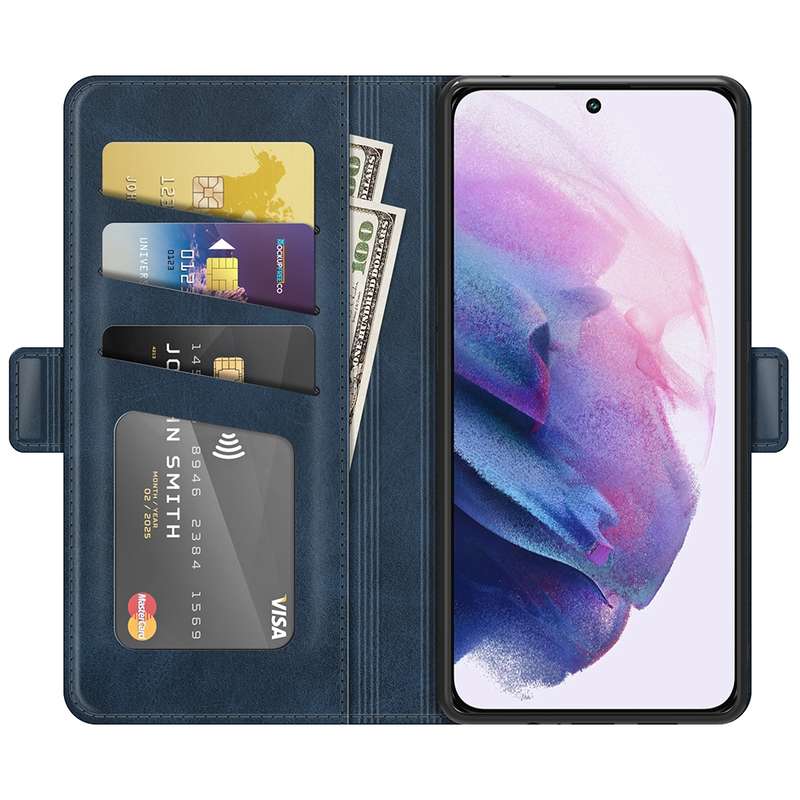 For Samsung Galaxy S22 5G Dual-side Magnetic Buckle Horizontal Flip Leather Case with Holder & Card