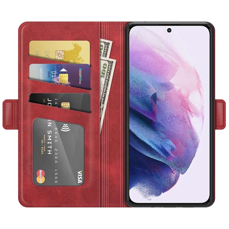 For Samsung Galaxy S22 5G Dual-side Magnetic Buckle Horizontal Flip Leather Case with Holder & Card