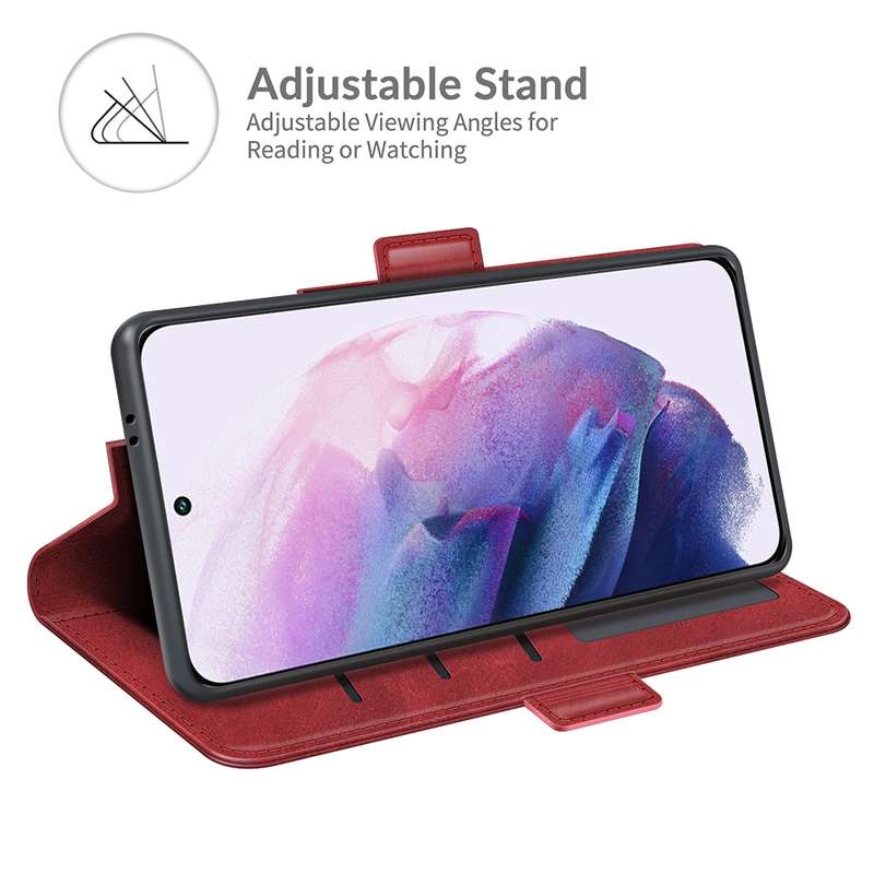 For Samsung Galaxy S22 5G Dual-side Magnetic Buckle Horizontal Flip Leather Case with Holder & Card