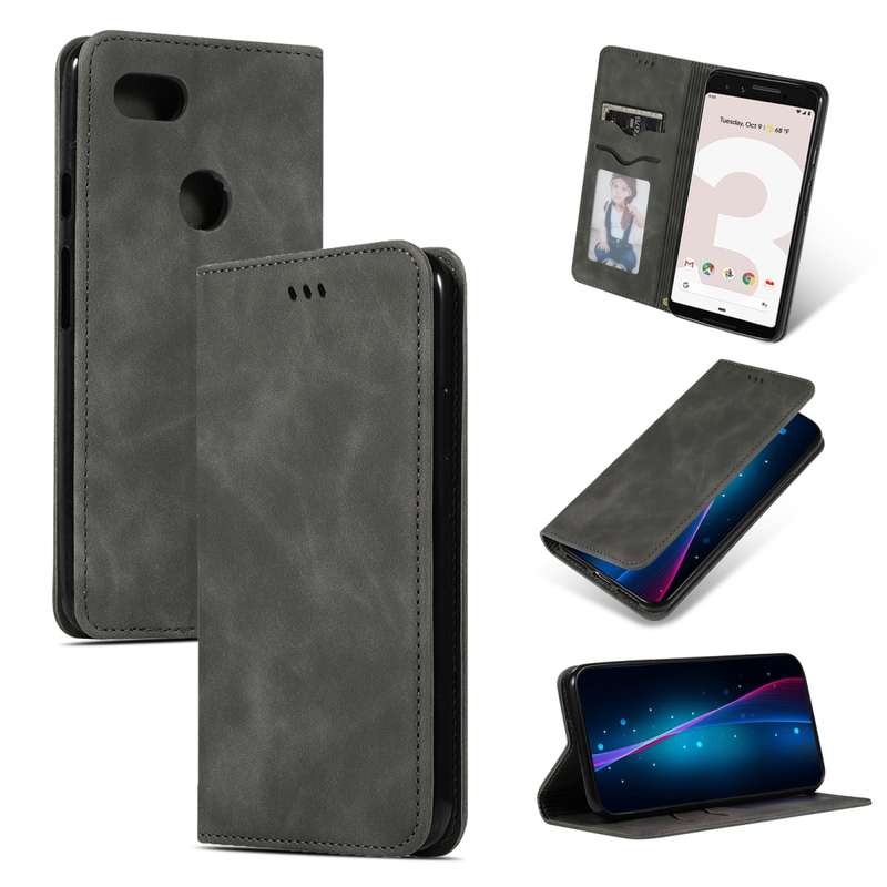 Retro Skin Feel Business Magnetic Horizontal Flip Leather Case for Google Pixel 3(Navy Blue)