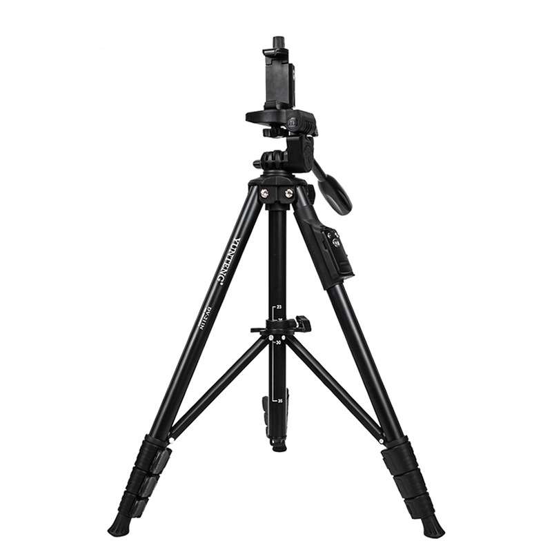 YUNTENG 211N Aluminum Tripod Mount with Bluetooth Remote Control & 3-Way Head & Phone Clamp