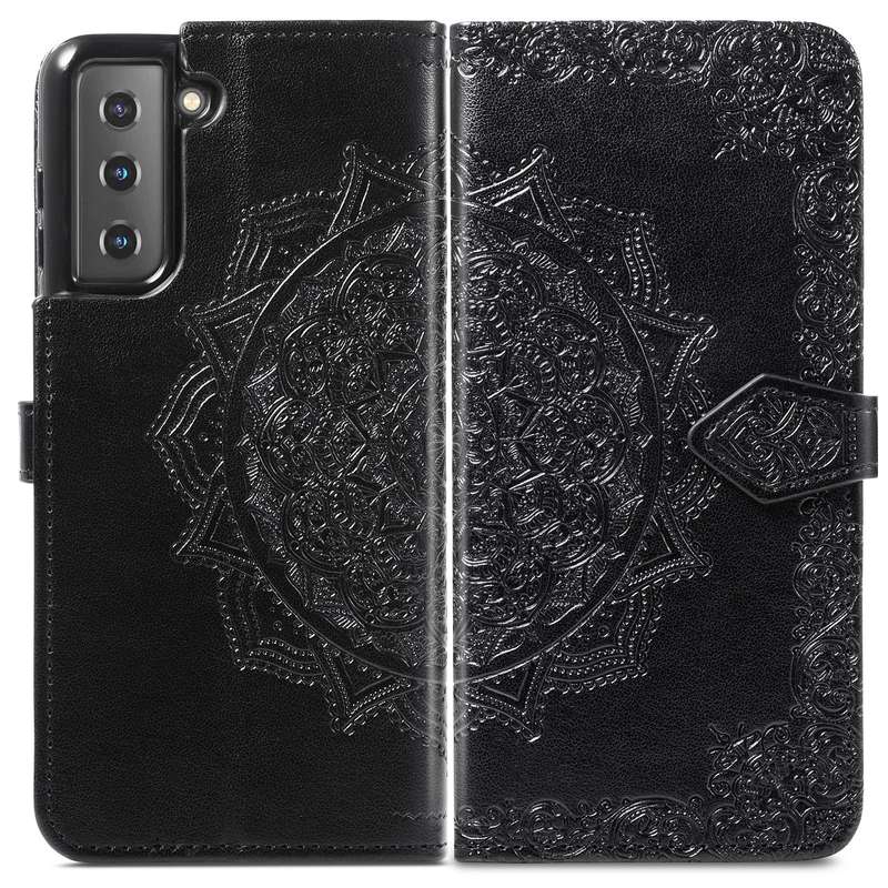 For Samsung Galaxy S22 5G Mandala Flower Embossed Horizontal Flip Leather Case with Holder & Card Sl