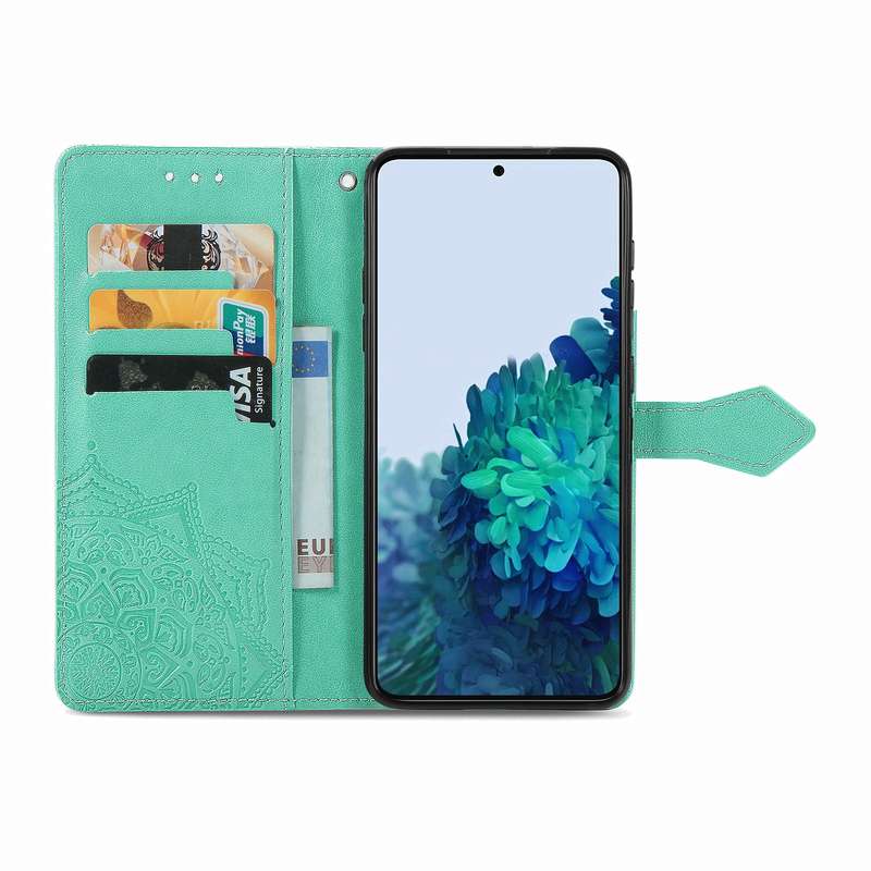 For Samsung Galaxy S22 5G Mandala Flower Embossed Horizontal Flip Leather Case with Holder & Card Sl