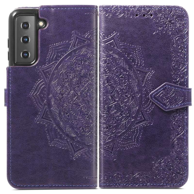 For Samsung Galaxy S22 5G Mandala Flower Embossed Horizontal Flip Leather Case with Holder & Card Sl