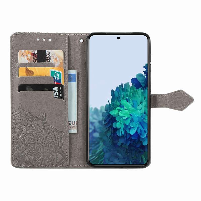 For Samsung Galaxy S22 5G Mandala Flower Embossed Horizontal Flip Leather Case with Holder & Card Sl
