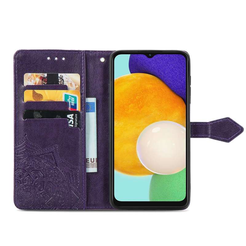 For Samsung Galaxy A13 5G Mandala Flower Embossed Horizontal Flip Leather Case with Holder & Card Sl