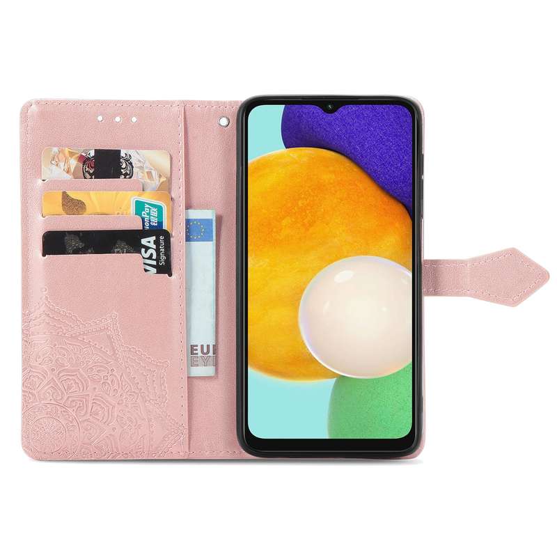 For Samsung Galaxy A13 5G Mandala Flower Embossed Horizontal Flip Leather Case with Holder & Card Sl