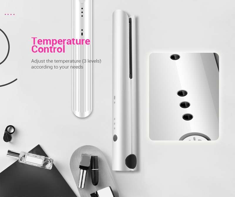 K-SKIN Portable Rechargeable Hair Straightener Curler Cordless Adjustable Temperature Fast Heat Cera