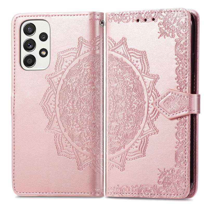 For Samsung Galaxy A33 5G Mandala Flower Embossed Leather Case(Rose Gold)