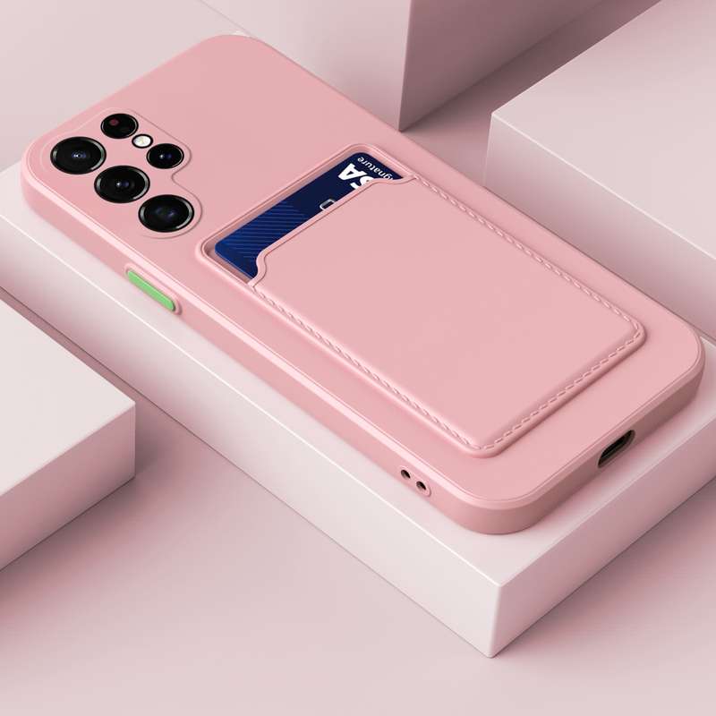 For Samsung Galaxy S22 Ultra 5G Skin Feel Card Contrast Color Button TPU Phone Case(White)