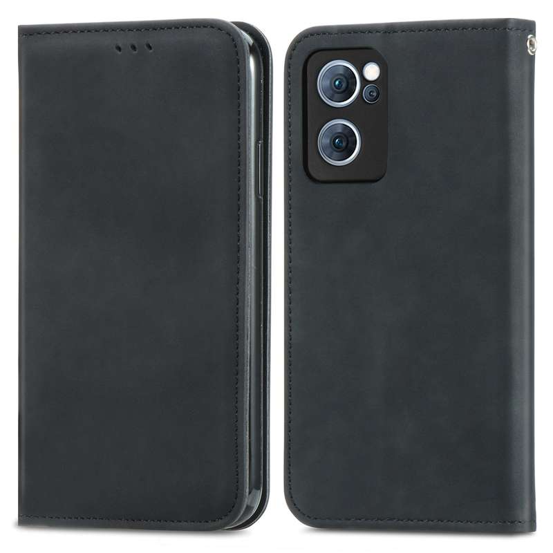 For OPPO Reno7 5G Retro Skin Feel Magnetic Flip Leather Case(Green)