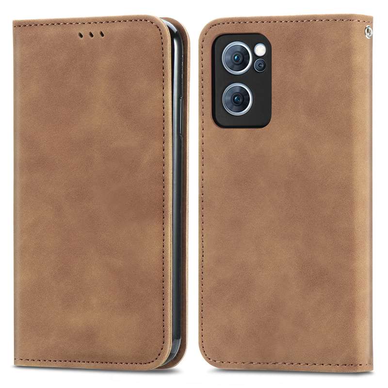 For OPPO Reno7 5G Retro Skin Feel Magnetic Flip Leather Case(Green)