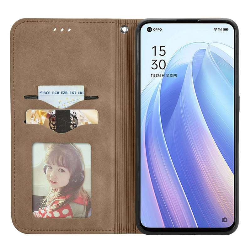 For OPPO Reno7 5G Retro Skin Feel Magnetic Flip Leather Case(Green)