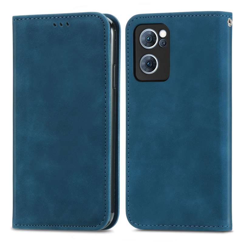 For OPPO Reno7 5G Retro Skin Feel Magnetic Flip Leather Case(Green)