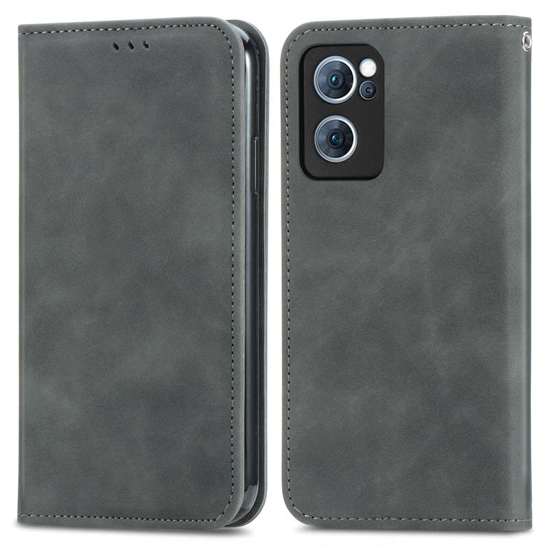 For OPPO Reno7 5G Retro Skin Feel Magnetic Flip Leather Case(Green)