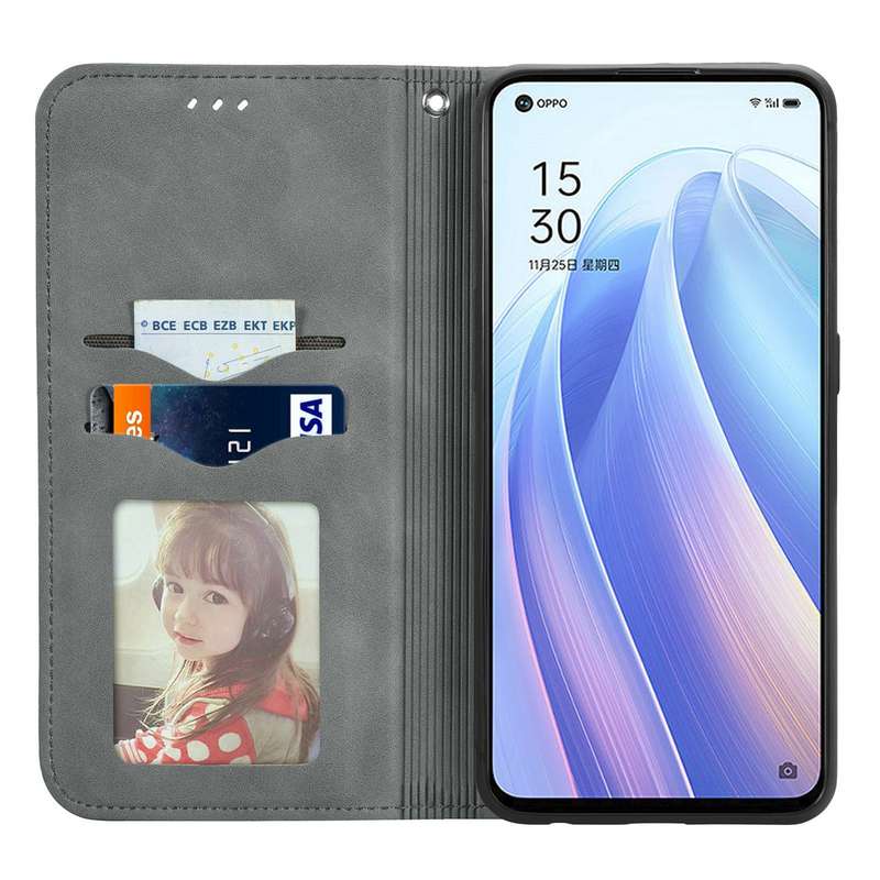 For OPPO Reno7 5G Retro Skin Feel Magnetic Flip Leather Case(Green)