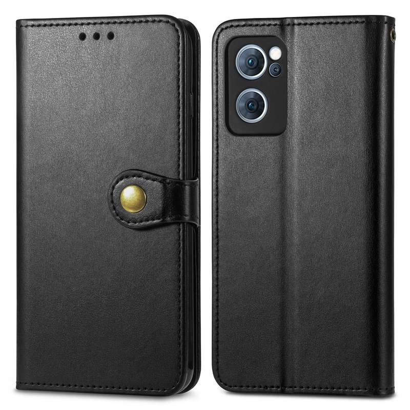 For OPPO Reno7 5G Solid Color Leather Buckle Phone Case(Blue)