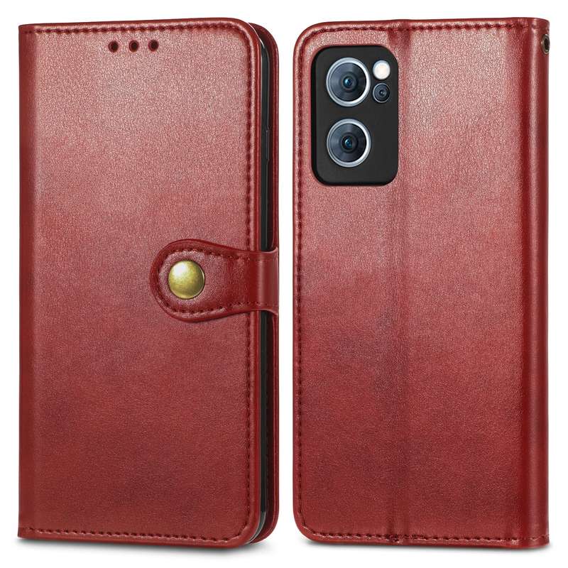 For OPPO Reno7 5G Solid Color Leather Buckle Phone Case(Blue)