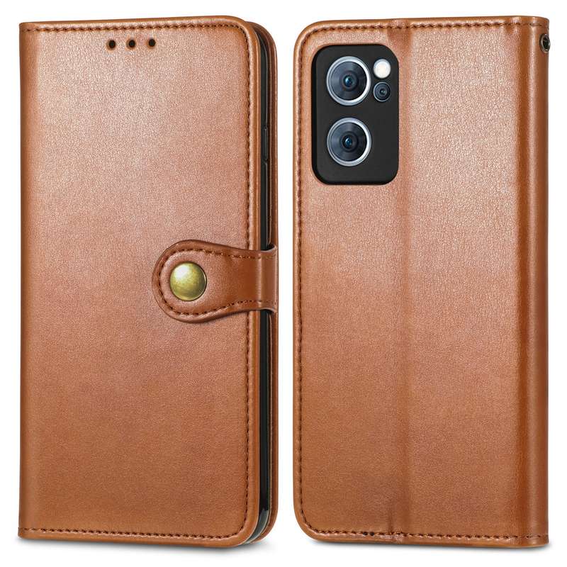 For OPPO Reno7 5G Solid Color Leather Buckle Phone Case(Blue)