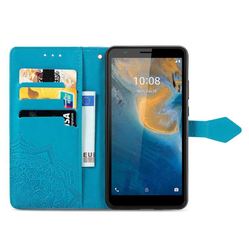 For ZTE Blade A31 Mandala Flower Embossed Horizontal Flip Leather Phone Case(Blue)