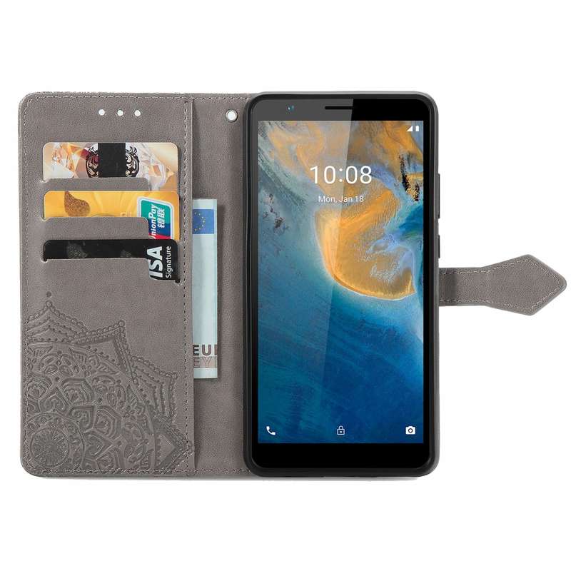 For ZTE Blade A31 Mandala Flower Embossed Horizontal Flip Leather Phone Case(Blue)