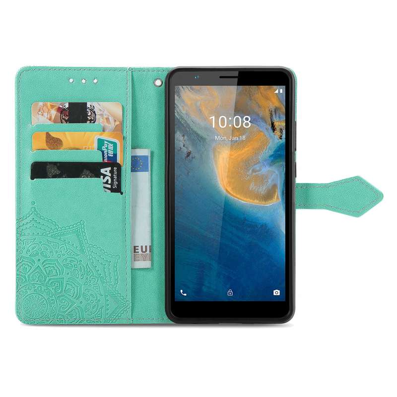 For ZTE Blade A31 Mandala Flower Embossed Horizontal Flip Leather Phone Case(Blue)