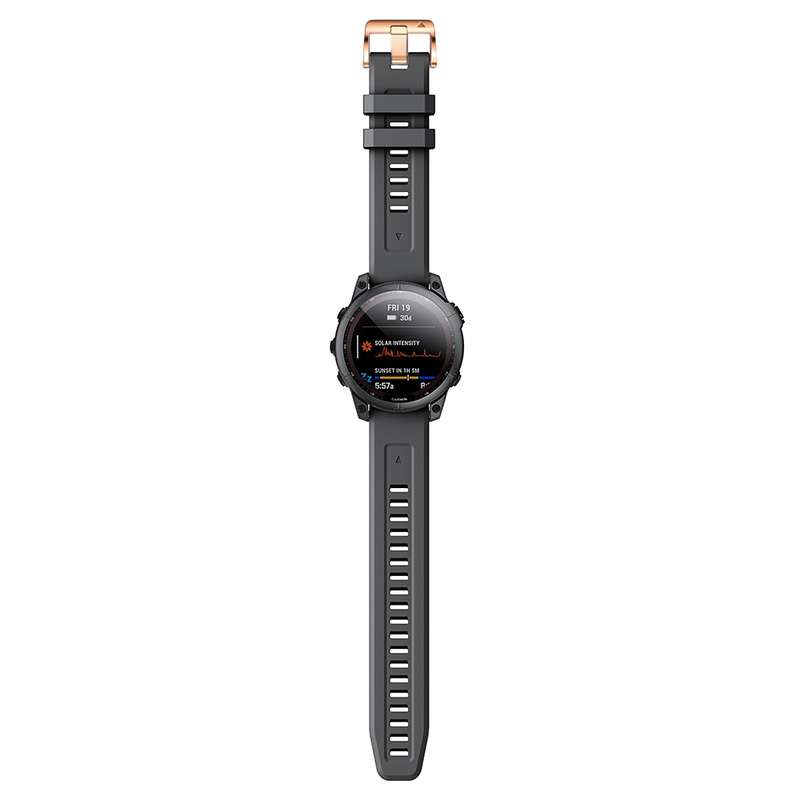 For Garmin Fenix 7S 20mm Rose Gold Buckle Silicone Watch Band(White)