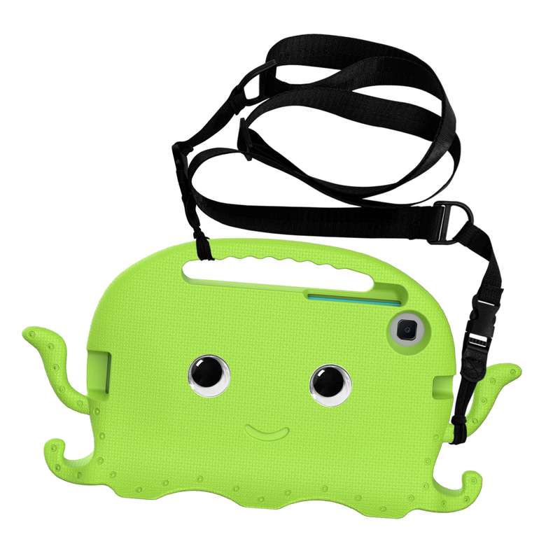 For Samsung Galaxy Tab A7 Lite 8.7 T220 / T225 Octopus EVA + PC Tablet Case with Strap(Glacial Green