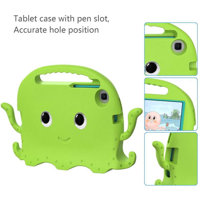 For Samsung Galaxy Tab A7 Lite 8.7 T220 / T225 Octopus EVA + PC Tablet Case with Strap(Glacial Green