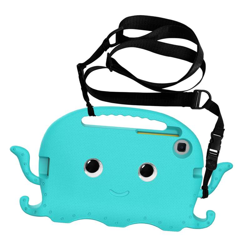 For Samsung Galaxy Tab A7 Lite 8.7 T220 / T225 Octopus EVA + PC Tablet Case with Strap(Glacial Green