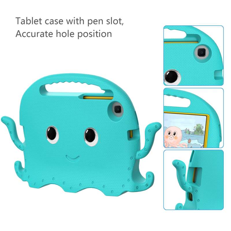 For Samsung Galaxy Tab A7 Lite 8.7 T220 / T225 Octopus EVA + PC Tablet Case with Strap(Glacial Green