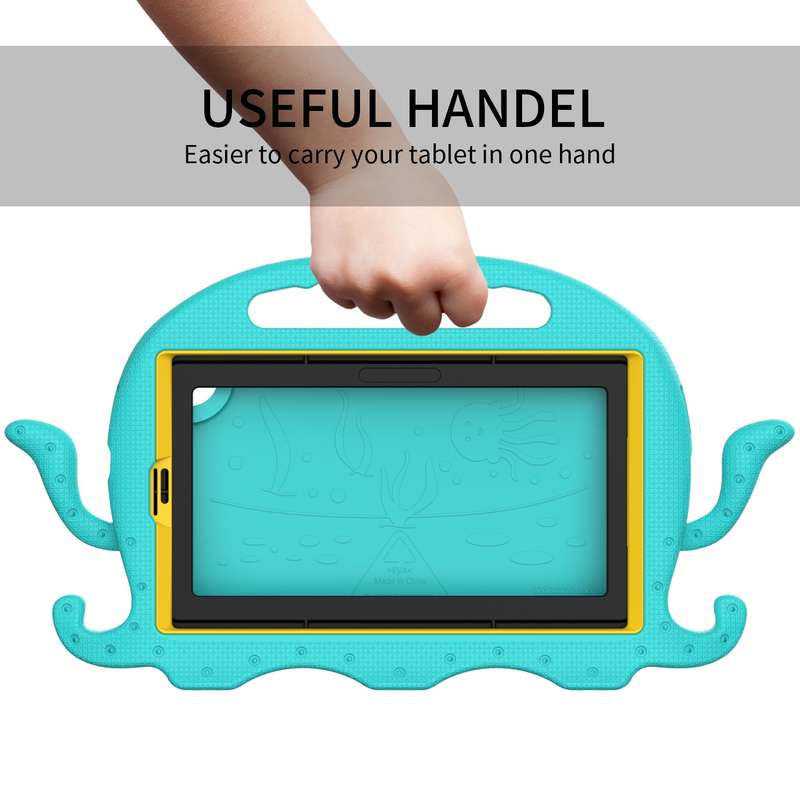 For Samsung Galaxy Tab A7 Lite 8.7 T220 / T225 Octopus EVA + PC Tablet Case with Strap(Glacial Green
