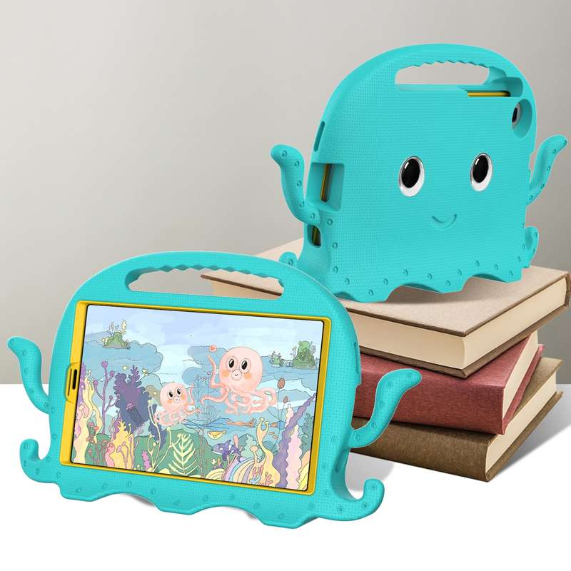 For Samsung Galaxy Tab A7 Lite 8.7 T220 / T225 Octopus EVA + PC Tablet Case with Strap(Glacial Green