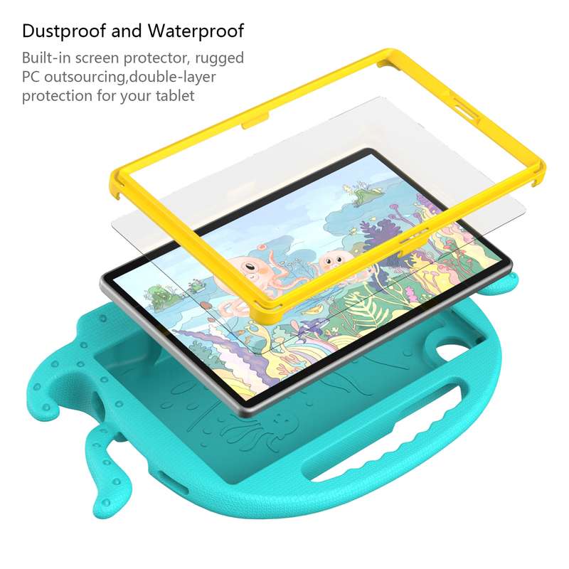 For Samsung Galaxy Tab A7 Lite 8.7 T220 / T225 Octopus EVA + PC Tablet Case with Strap(Glacial Green