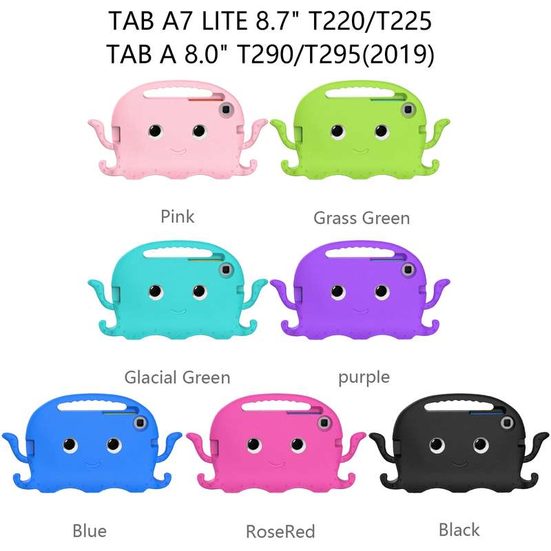 For Samsung Galaxy Tab A7 Lite 8.7 T220 / T225 Octopus EVA + PC Tablet Case with Strap(Glacial Green