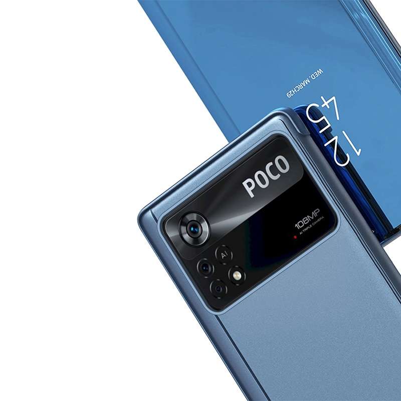 For Xiaomi Poco M4 Pro 4G Plated Mirror Horizontal Flip Leather Case with Holder(Gold)