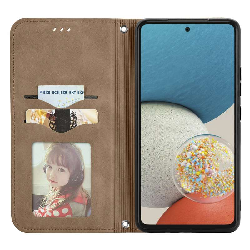 For Samsung Galaxy A73 5G Retro Skin Feel Magnetic Horizontal Flip Leather Phone Case(Gray)