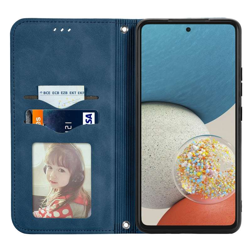 For Samsung Galaxy A73 5G Retro Skin Feel Magnetic Horizontal Flip Leather Phone Case(Gray)