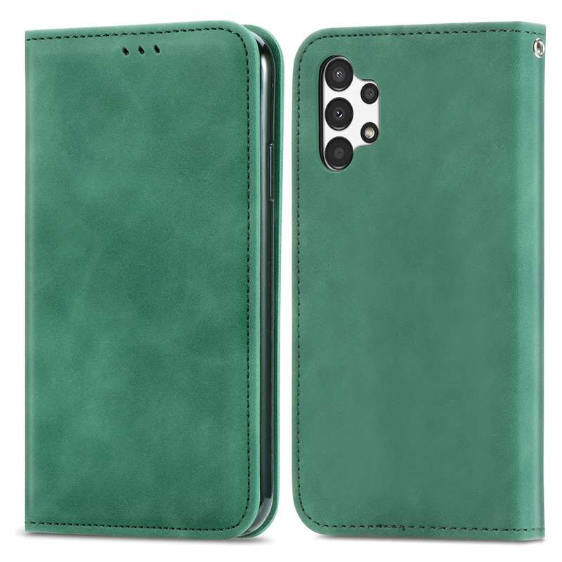 For Samsung Galaxy A13 4G Retro Skin Feel Magnetic Horizontal Flip Leather Phone Case(Brown)