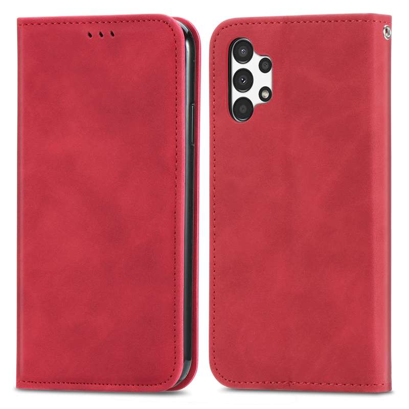 For Samsung Galaxy A13 4G Retro Skin Feel Magnetic Horizontal Flip Leather Phone Case(Brown)